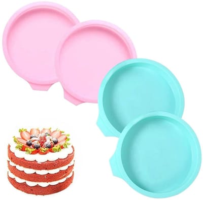 Dailygoods- Cakevorm 20 cm - Siliconen - Antiaanbaklaag - Gelaagde Cakevorm - Set van 4 - Ideaal voor Bakliefhebbers - Taartvorm