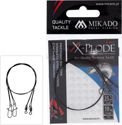 Stalen Snoekonderlijn 25 cm – 10 kg – 2 Stuks – Roofvis – Mikado