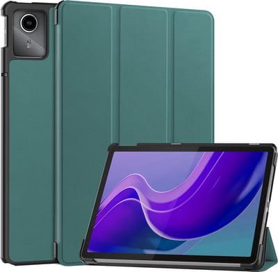 Hoesje - Geschikt voor Lenovo Tab M11 (11 inch) - Dun & Stevig - Hardcover Book Case - Trifold Bookcase Hoes - Hard Cover - Tablethoes - Donkergroen