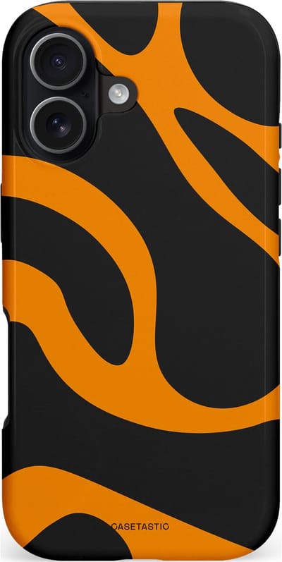Casetastic hoesje geschikt voor Apple iPhone 17 - MagSafe - Dubbellaagse bescherming - Katachtige Oranje Tijger Strepen - Fashion Case - Zwart Oranje