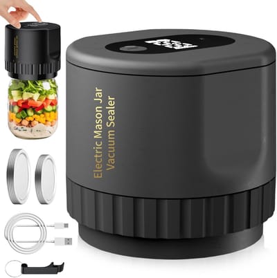 Vacuüm Sealer Set - Potten Sluiten - Voedsel Bewaren - Automatische Sluiting Stil - 9.4 x 9.4 x 10.4 cm