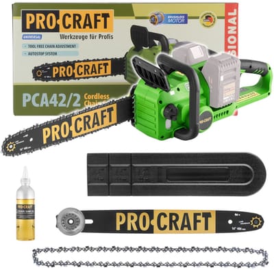 Procraft PCA42/2 accukettingzaag 40 V (2x 20 V) 406 mm borstelloos solo - zonder accu, zonder oplader