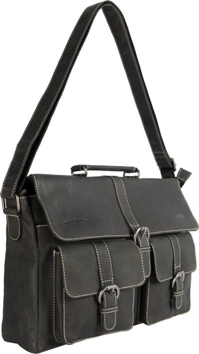 Messenger Bag - Werktas - Schooltas - Buffelleer Zwart - Arrigo