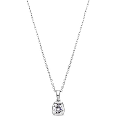 Luxenter 925 sterling zilveren ketting met glanzende zirkonia en rhodiumafwerking - Setentaitres