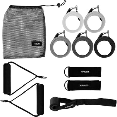 VirtuFit Resistance Kit - 11-delige Weerstandsbanden Set - Met Handvaten - Fitness Elastieken - 3 Weerstandskabels - 3 Weerstanden - Resistance Bands - Fitness Elastieken - Full Body Workout - CrossFit - Thuis Sporten - Yoga, CrossFit & Fitness