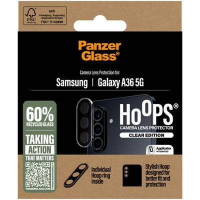 PanzerGlass Screenprotector geschikt voor Samsung Galaxy A36 Glazen | PanzerGlass Hoops Camera Lens Protector - Case Friendly