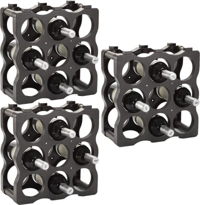 PlasticForte Wijnrek - stapelbaar - voor 27x flessen - 36 x 12,5 x 36 cm - kunststof