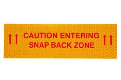 Snap back zone (entering) Waarschuwingssticker