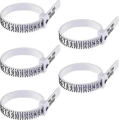 Fako Bijoux® - Ringmaat Meter - Ring Vinger Meetgereedschap - US Maatvoering - Wit - 5 Stuks
