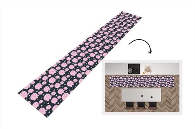 Keukenloper - Loper keuken - Olifant - Hart - Patroon - 300x50 cm - Keukenloper vinyl