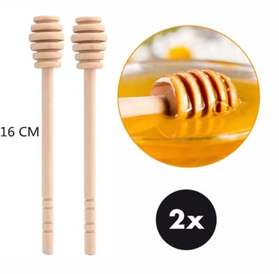 Actie4you® - Honing lepel - Dipper - Hout - Honeydripper - Keukengerei – Lepel voor Honing - Hout - 2 stuks - 16 cm