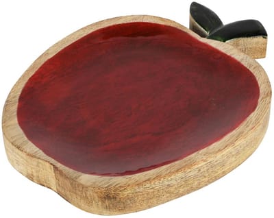 Dekoratief | Schaaltje appel, rood/naturel, hout/email, 22x18x3cm | A258249