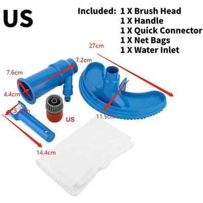 Ensemble d'aspirateur de piscine, outil de nettoyage, tête d'aspiration, brosse d'aspirateur de fontaine d'étang, 1 ensemble (UE/États-Unis) US