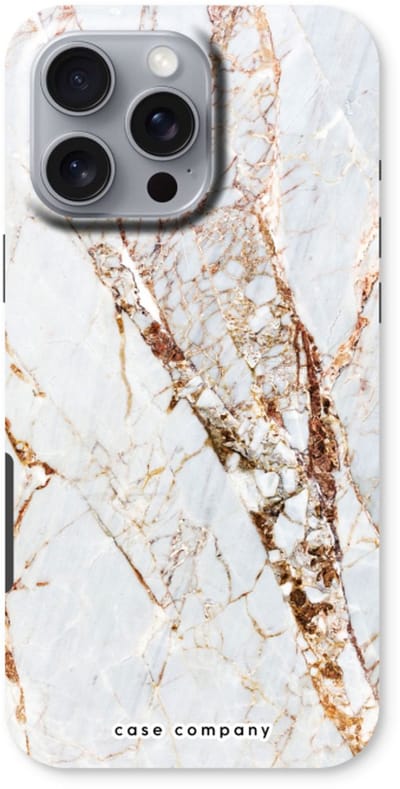 Case Company® - Hoesje geschikt voor iPhone 16 Pro Max hoesje - Goud marmer - Tough Case - Maximale Bescherming alle Kanten en Schermrand
