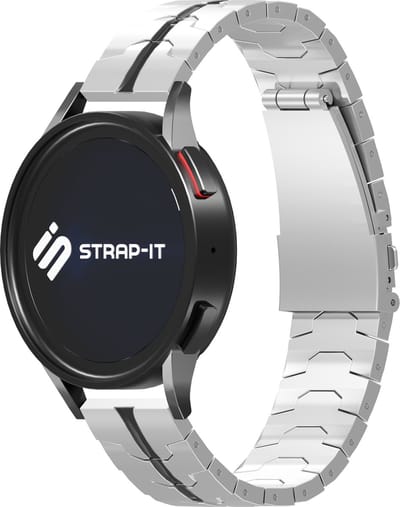 Strap-it Smartwatch bandje 22mm - Stalen Special bandje - geschikt voor Samsung Galaxy Watch 1 46mm / Watch 3 45mm / Gear S3 Classic & Frontier - Polar Vantage M / M2 / M3 / V3 / Grit X / Grit X Pro - OnePlus Watch - zilver/zwart