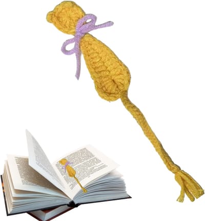 Katten Bladwijzer - Haak Boekenlegger - Leeservaring Verbeteren - Handgemaakt Uniek Design - 14 x 11 x 05 cm - Geel