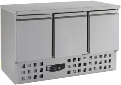Combisteel Koelwerkbank - 400L - 3 Deuren 1/1 GN - +2°C/+8°C - Statisch + Ventilator - 1365x700x875mm