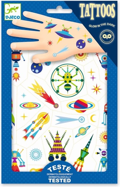 DJECO glow in the dark tattoo's Space Oddity