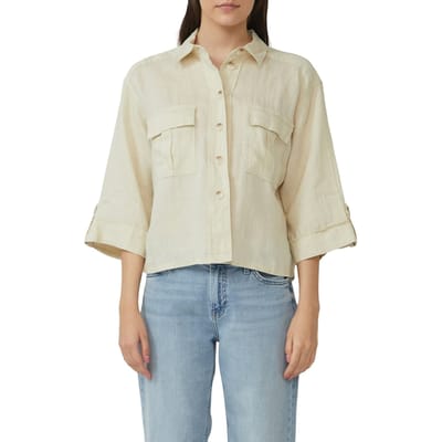 s.Oliver - female - Linnen overshirt met een relaxed fit en wijde 3/4-mouwen