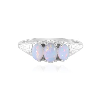 Cavill - Zilveren ring met 3 ovale Welo-opalen 1,12 ct - 925 Sterling zilver - Handgemaakte prongzetting - Elegant pastel kleurenspel - Damesring