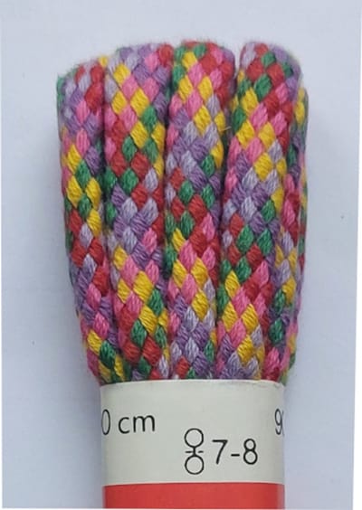 Ronilux Veter - Paars/Lila/Rood/Roze/Geel/Groen - Meerkleurig - Rond - Koord Veters - Lengte 90 cm - Dikte 4,5 mm - Schoenveter