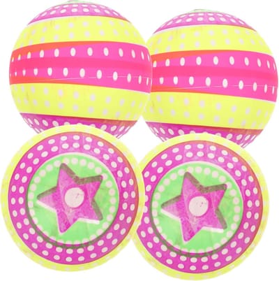 Opblaasbare Strandballen - Beachball Set - Zomerse Spellen - Fluorescerende Sterpatronen - 23cm Diameter - Diverse Kleuren