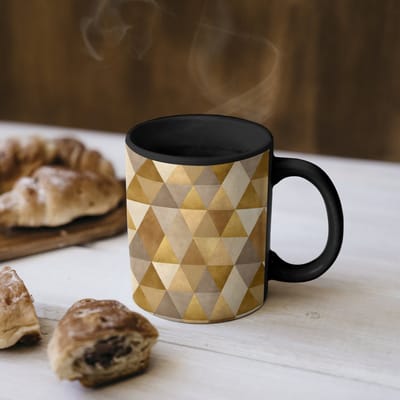 Magische Mok - Foto op Warmte Mokken - Koffiemok - Geometrisch - Driehoek - Goud - Magic Mok - Beker - 350 ML - Theemok