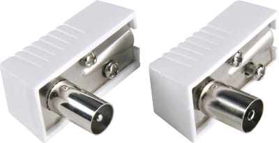 COAX TV - RADIO - VIDEO - STEKKER SET - MALE / FEMALE - HAAKS - WIT - IEC