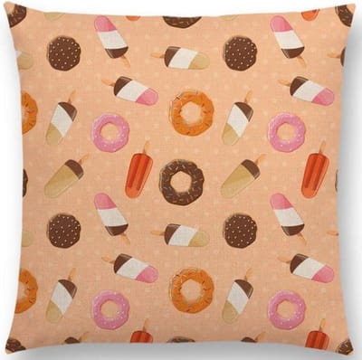 Cusco vrolijke sierkussenhoes met ijsjes – DUBBELZIJDG BEDRUKT - 45 x 45 cm – Licht Roze - kinderkamer - ijsco print voor kinderen – kids kussenhoes