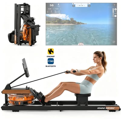 Archi Waterroeimachine voor Thuis – Fitness - Opvouwbaar - Met Bluetooth Monitor en Tablethouder – Cardio Fitnessapparaat - Zwart