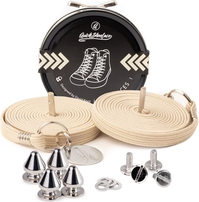 Quick shoelaces - Met één hand veters strikken - Casual Candle - Schoenveter met fixatie spikes - Creme wit