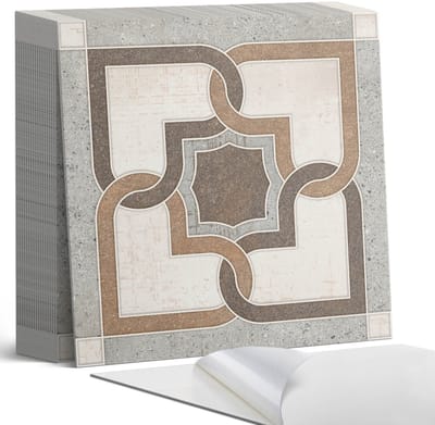 Coloray Plaktegels - Geometrisch tegelpatroon Zelfklevende Tegels - 20 cm x 20 cm - Bruin Plaktegels - 20 stuks - Vierkant PVC Tegels - Plaktegels Badkamer - Plaktegels Vloer - Vinyl Tegels - Wandtegel Zelfklevend