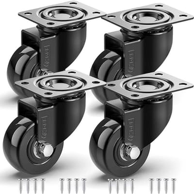 Zware Zwenkwielen zonder Vloerrails - 50mm tot 200kg - 4 Stuks Stille Trolleywielen voor Meubels