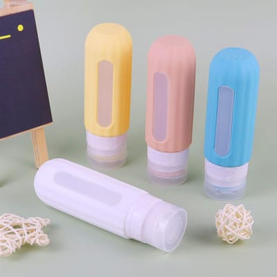 Siliconenflessen, knijpflesjes voor huidverzorging, lotions, shampoos, douchegels, reistassen, kleine lege flesjes, draagbare sets. wit