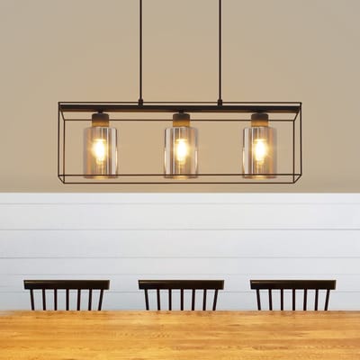 NETTLIFE Hanglamp Vintage - 3-Lichts - Zwart - E27 Fitting - Glas - Eetkamerlamp - In Hoogte Verstelbaar 120cm - Eettafellamp Hangend - voor Keuken | Woonkamer | Slaapkamer-excl. lichtbron
