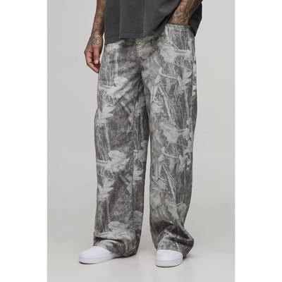 Lange gewassen camouflage jeans met baggy fit | Washed Khaki | Size 32
