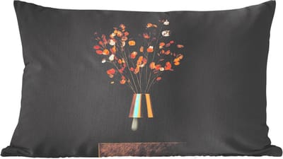 Sierkussens - Kussentjes Woonkamer - 60x40 cm - Goudbruine - Bladeren - Vaas - Herfstachtig