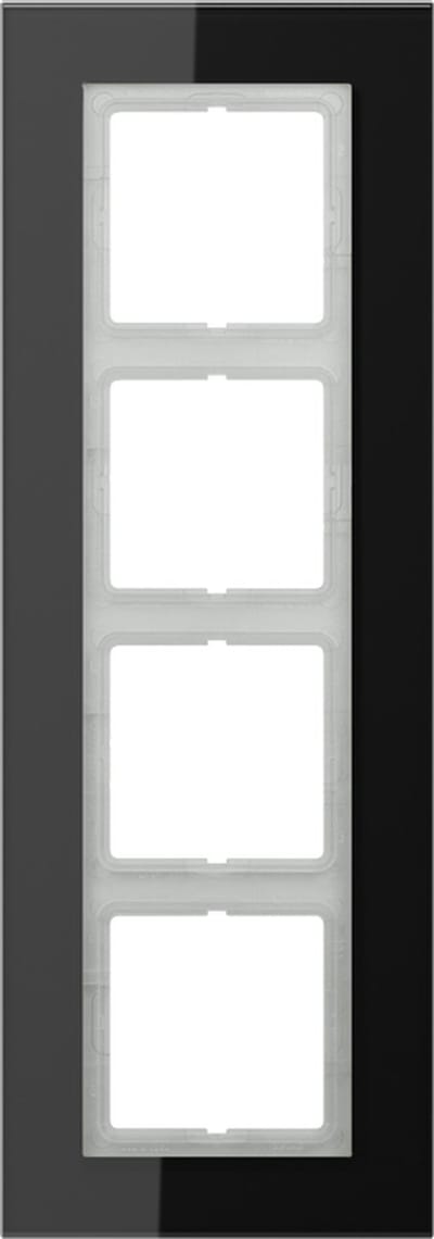 JUNG LS-plus afdekraam 4-voudig glas zwart (LSP984GLSW)