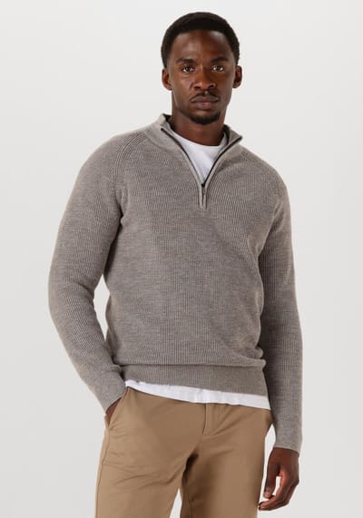 Gentiluomo Turtle Zip Truien & Vesten Heren - Sweater - Hoodie - Vest- Taupe - Maat M