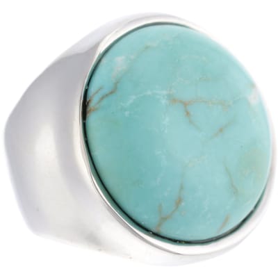 Behave - Ring - Statement Zilverkleurige Ring met Turquoise Blauwe Steen | Bohemian & Trendy | Nikkelvrij