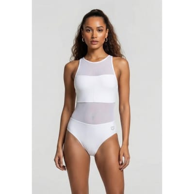 Arena Women's  Mesh Swimsuit Vent Back Gr White Taglia: 36 | Costumi Interi Outlet | Donna | Bianco