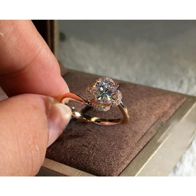 Modieuze en Luxe Europese en Amerikaanse Vergulde Roségoud Zirkonia Ring No. 10 brown