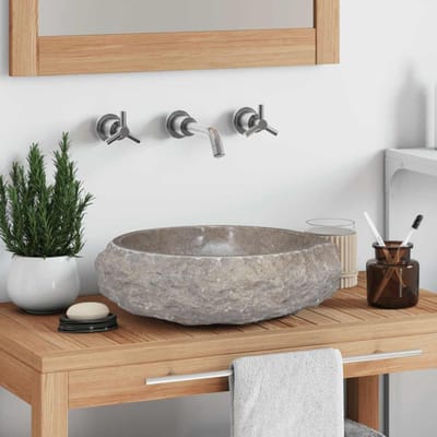 vidaXL - Gootsteen - Ø40x12 - cm - marmer - grijs