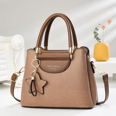 Nieuwe Mode Canvas Textuur Handtas Hoge Waarde Meerlaags Grote Capaciteit Modieuze Schoudertas Veelzijdige Damestas . brown