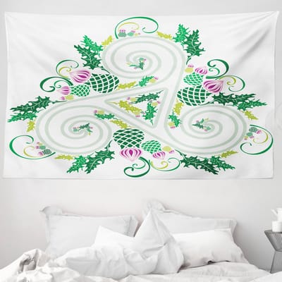 ABAKUHAUS Keltisch wandtapijt en sprei, Keltische gebogen lijntekening, 230 x 140 cm, roze