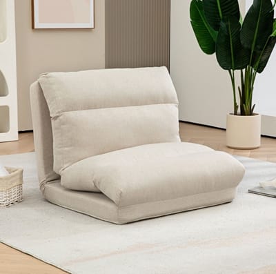 Stilvora Fauteuil Klapbaar 1-Zits - 6-Voudig Verstelbare Rugleuning - Voor Spelen, Lezen En Ontspannen - Metaal En Stof - Beige