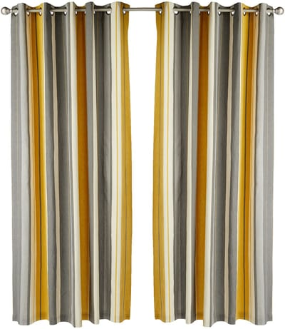 Twee gordijnpanelen, katoen, polyester, oker, B 168 cm (66) x D229 cm (90)