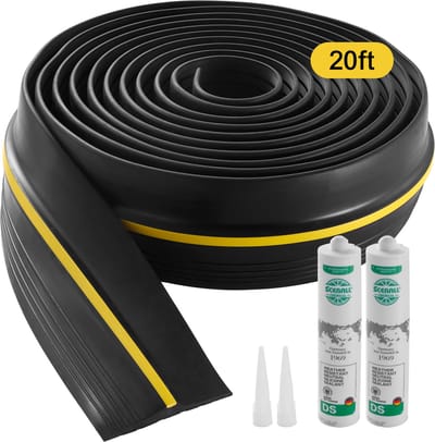 Garagedeur Drempel Afdichtstrip, 20 Voet Universele Garagedeur Onderste Afdichtstrip met Kleefstof, Weerbestendig Verbeterd Dik PVC