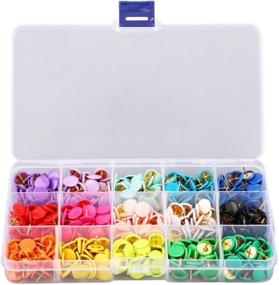 Dailygoods- Punaises Multifunctioneel - Duimspijkers - Kurk Prikbord - Decoratieve Spelden - 15 Kleuren - Doorzichtige Opbergdoos - Pushpins