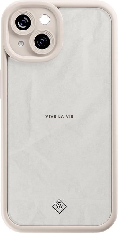 Casimoda® hoesje - Geschikt voor iPhone 14 - Vive La Vie - Effen telefoonhoesje met lensbescherming - Siliconen/TPU - Backcover - Grijs